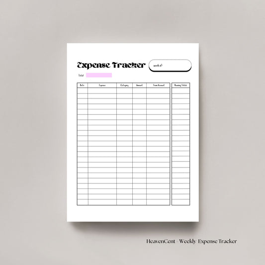 Weekly Expense Tracker - Digital Download